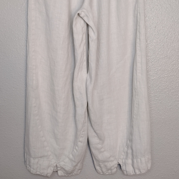 Cut Loose Linen Elastic Waist High Rise Lagenlook Minimalist Wide Leg Pants Sz S - Picture 6 of 14